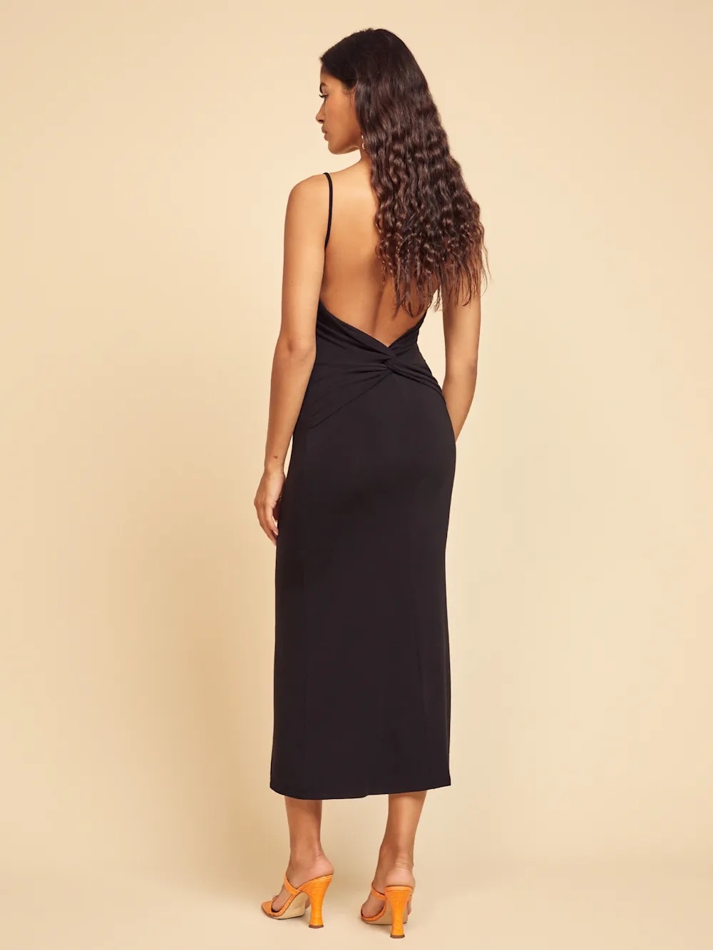 Reformation Hex Knit Dress twist back black size Medium